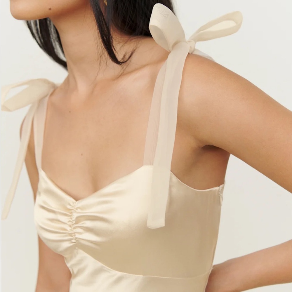 Reformation Alene Silk Ivory Midi Dress - Picture 2 of 11